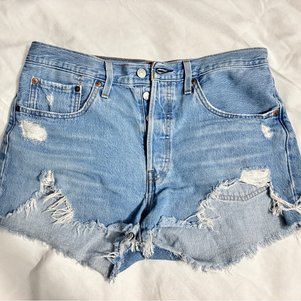 Levi's Blue Jean Shorts Distressed Vintage Style